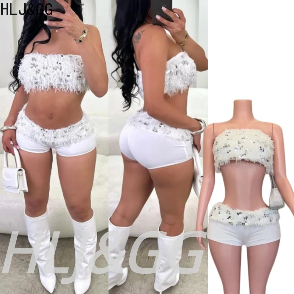 HLJ&GG White Fashion Hot Girl Fur Splice Two Piece Sets Women Off Shoulder Tube And Shortss Outfits Y2K Spring 2pcs Streetwear
HLJ&GG White Fashion Hot Girl Fur Splice Two Piece Sets Women Off Shoulder Tube And Shortss Outfits Y2K Spring 2pcs Streetwear