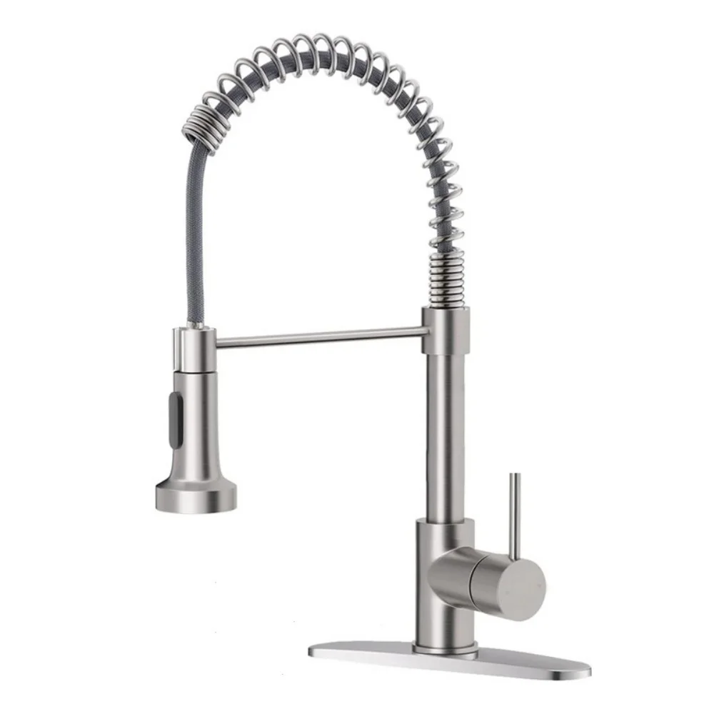 Смеситель для кухонной раковины с одной ручкой, пружинный кран для горячей и холодной воды, монтируемый на палубе, смесители для раковины с вращением на 360 градусов 
Смеситель для кухонной раковины с одной ручкой, пружинный кран для горячей и холодной воды, монтируемый на палубе, смесители для раковины с вращением на 360 градусов