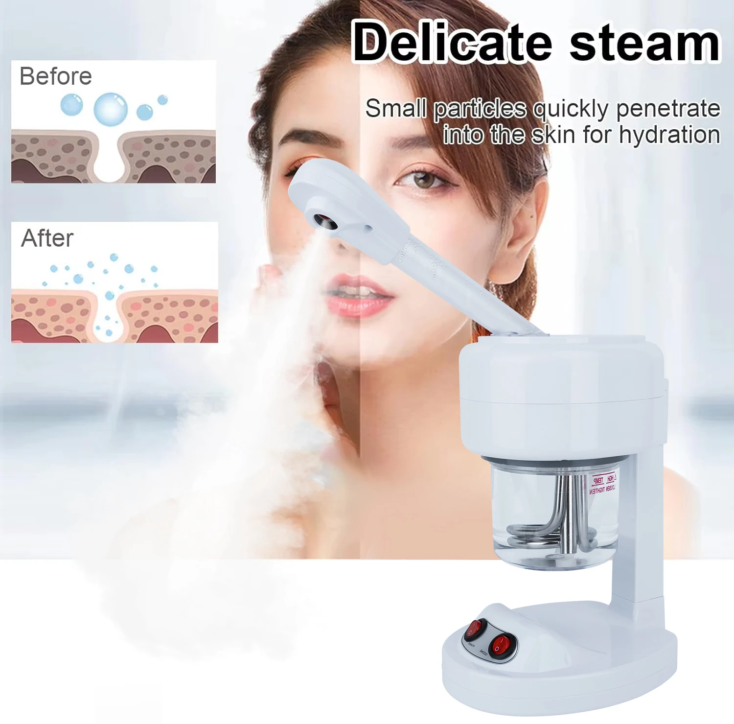 Facial Steamer Hot Mist Face Steamer Nano Ionic Table Top Mini Steamer Spa 360°Rotatable Sprayer Personal Care Use at Home Salon
Facial Steamer Hot Mist Face Steamer Nano Ionic Table Top Mini Steamer Spa 360°Rotatable Sprayer Personal Care Use at Home Salon