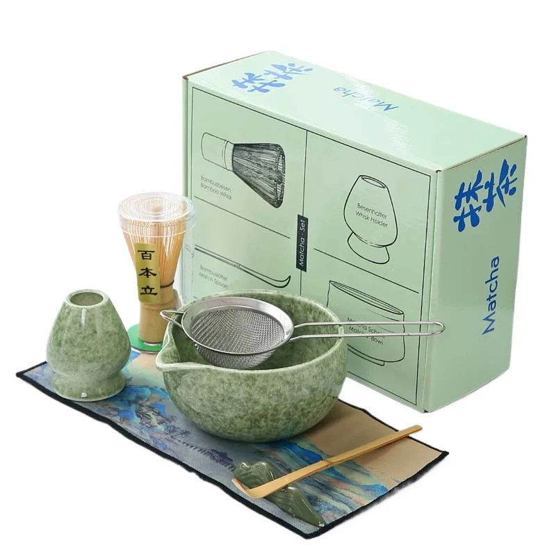 Керамический чайный сервиз матча в японском стиле, цветная коробка Chawan Hyakken-tate цвета матча, Chasen (чайный венчик), полный набор
Керамический чайный сервиз матча в японском стиле, цветная коробка Chawan Hyakken-tate цвета матча, Chasen (чайный венчик), полный набор