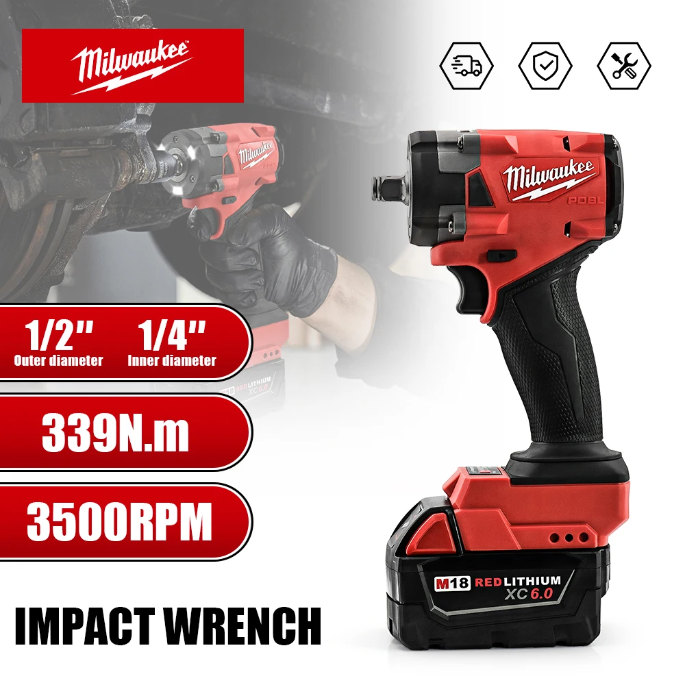 Milwaukee 400N Brushless Cordless 1/2 Electric Wrench Car Truck Repair Screwdriver Impact Drill Rechargable For 18V Battery Tool
Milwaukee 400N Brushless Cordless 1/2 Electric Wrench Car Truck Repair Screwdriver Impact Drill Rechargable For 18V Battery Tool
