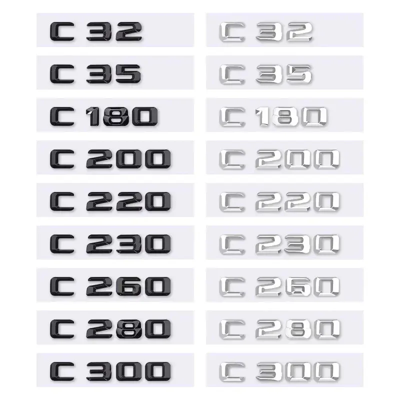 C32 C35 C180 C200 C220 C230 C260 C280 C300 logo car stickers for mercedes benz C class refit rear boot trunk displacement label
C32 C35 C180 C200 C220 C230 C260 C280 C300 logo car stickers for mercedes benz C class refit rear boot trunk displacement label