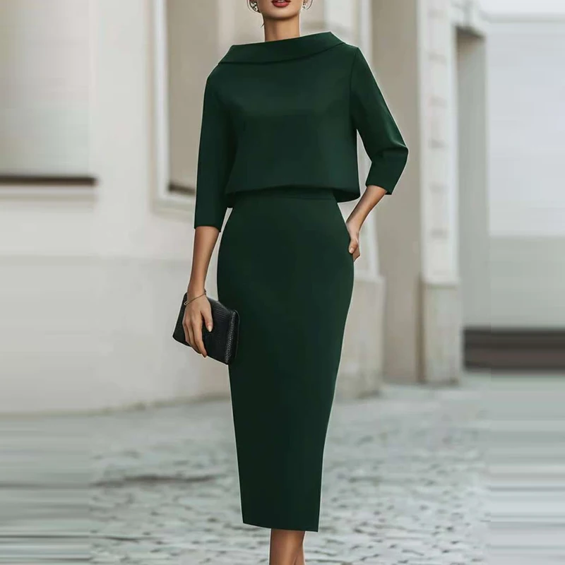 Simple Wrap Hips Skirts Set Fashion O-neck Long Sleeve Tops Skirts Matching Sets Elegant Solid Slim Half Skirts Sets
Simple Wrap Hips Skirts Set Fashion O-neck Long Sleeve Tops Skirts Matching Sets Elegant Solid Slim Half Skirts Sets