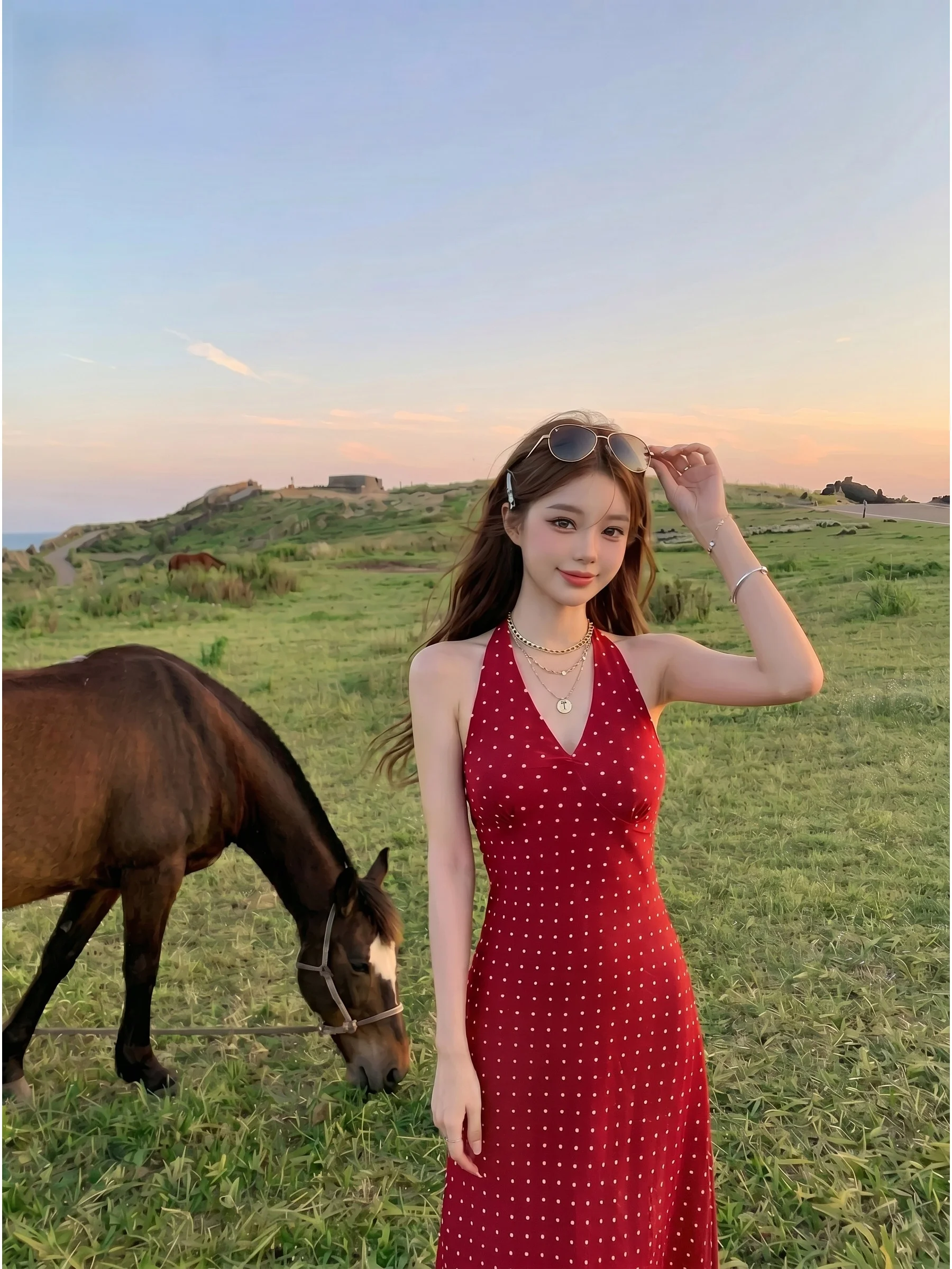 Elegant Polka Dot V-Neck Wrap Body Slim Long Dress Women's Summer New Style Casual High Waist Gathered Skirt A-Line Dress
Elegant Polka Dot V-Neck Wrap Body Slim Long Dress Women's Summer New Style Casual High Waist Gathered Skirt A-Line Dress