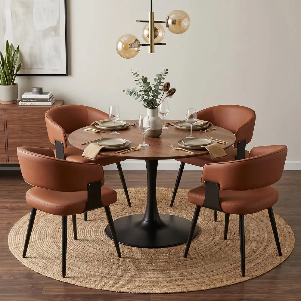 Chairs Set of 4, Modern Upholstered Faux Leather Kitchen Chairs with Curved Back, Easy to Assemble amp Clean for Dining Room, R
Chairs Set of 4, Modern Upholstered Faux Leather Kitchen Chairs with Curved Back, Easy to Assemble amp Clean for Dining Room, R