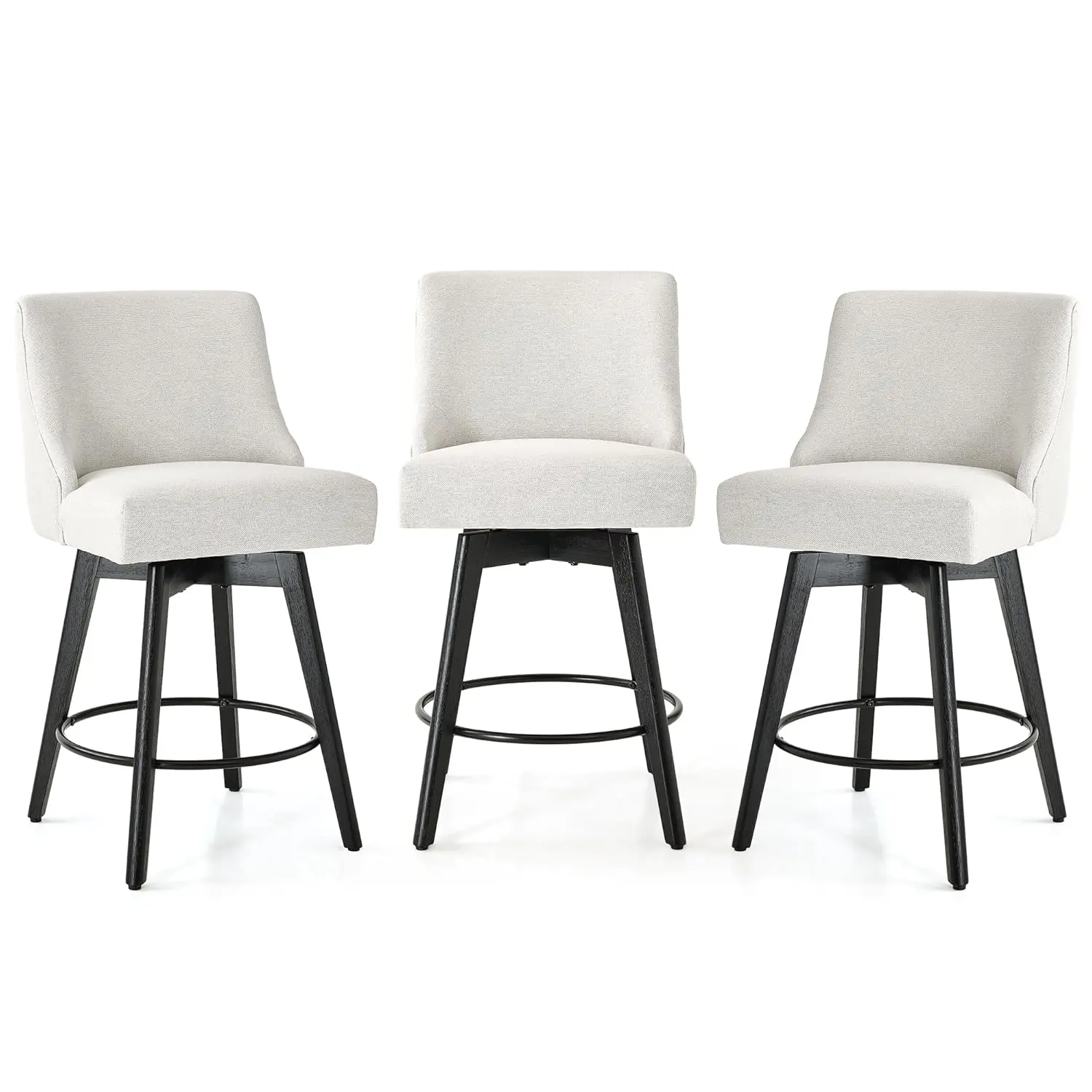 Counter Height Bar Stools, Upholstered Swivel Barstools Set of 3, Fabric Kitchen Counter Stools with Back, Solid Wood Legs, 26"
Counter Height Bar Stools, Upholstered Swivel Barstools Set of 3, Fabric Kitchen Counter Stools with Back, Solid Wood Legs, 26"
