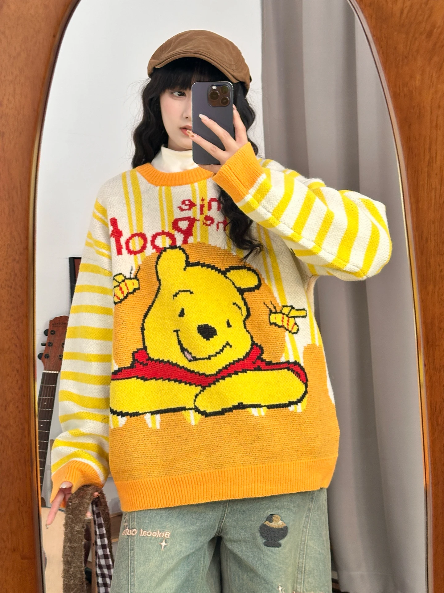 Оригинальный американский ретро-свитер с Винни-Пухом, вязаный, женский, свободный, с круглым вырезом, пуловер, осенне-зимний, теплый, модный, уличный стиль
Оригинальный американский ретро-свитер с Винни-Пухом, вязаный, женский, свободный, с круглым вырезом, пуловер, осенне-зимний, теплый, модный, уличный стиль