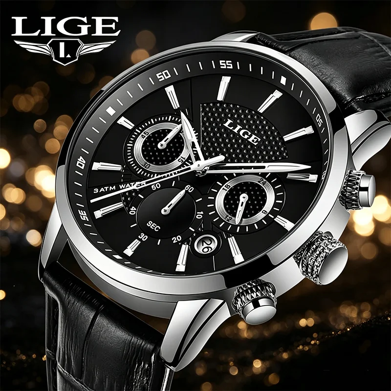 LIGE Black Fashion Watches for Men Leather Luxury Men's Quartz Wristwatches Casual Waterproof Luminous Chronograph Reloj Hombre
LIGE Black Fashion Watches for Men Leather Luxury Men's Quartz Wristwatches Casual Waterproof Luminous Chronograph Reloj Hombre