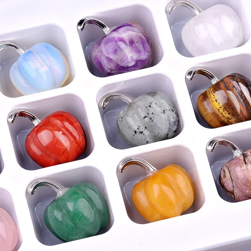 16*20mm Natural Stone Gemstone Crystal Heal the Mind Cute Pumpkin Shape for Home Decoration 12Pcs/set
16*20mm Natural Stone Gemstone Crystal Heal the Mind Cute Pumpkin Shape for Home Decoration 12Pcs/set