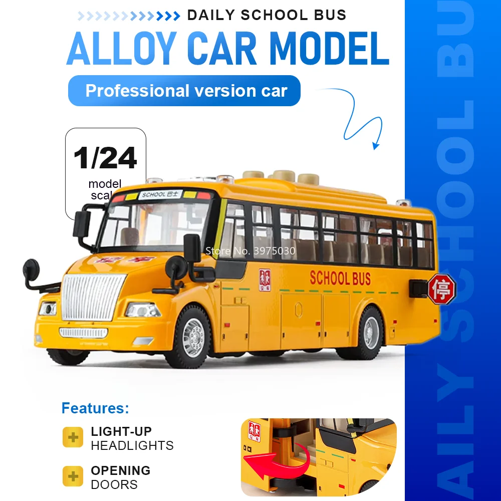 1:24 School Bus Miniature Models Cars Toy Alloy Diecast Wheel Pull Back Model Sound Light Car Vehicle Birthday Gifts for Friends
1:24 School Bus Miniature Models Cars Toy Alloy Diecast Wheel Pull Back Model Sound Light Car Vehicle Birthday Gifts for Friends