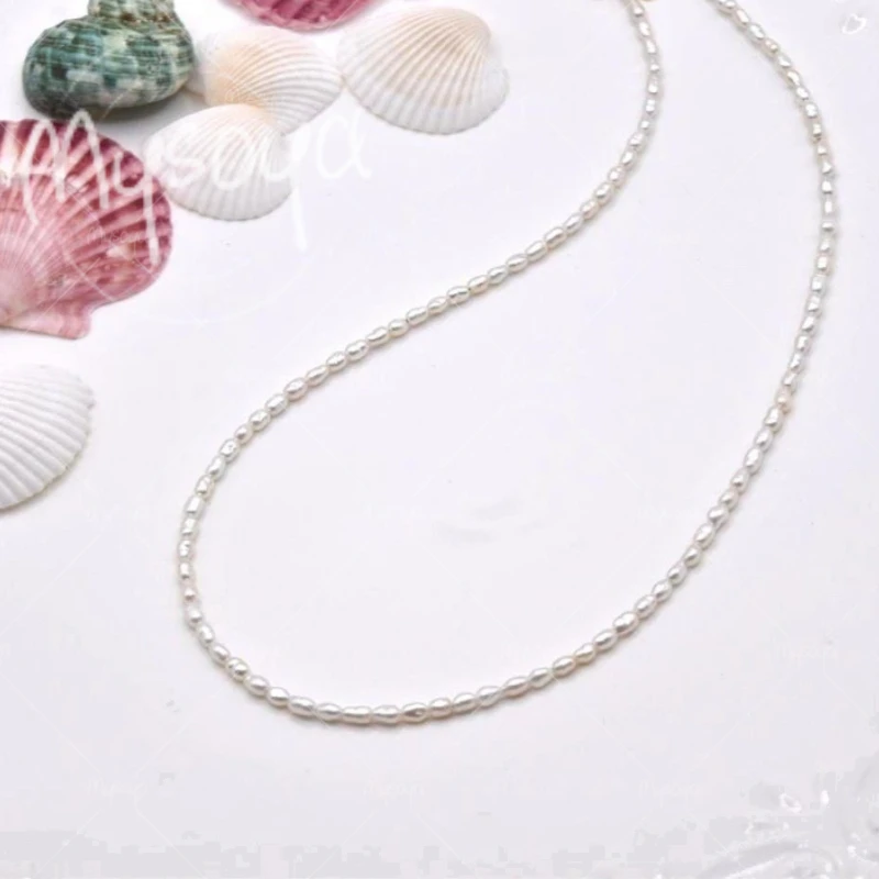 MYSOYA 3-4mm White Rice-shaped Freshwater Pearl Necklace, for Her/ Him, Suitable for Birthday/ Wedding/ Father's Day Gift Mn-23
MYSOYA 3-4mm White Rice-shaped Freshwater Pearl Necklace, for Her/ Him, Suitable for Birthday/ Wedding/ Father's Day Gift Mn-23