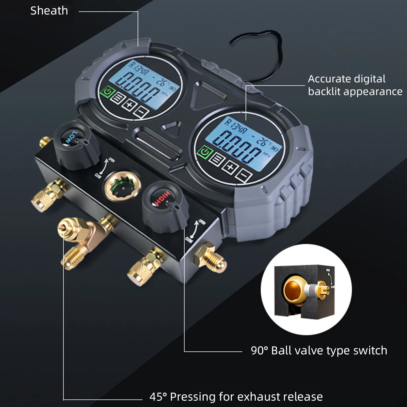 Digital Manifold Pressure Gage Digital Manifold Gage Electronic HVAC Refrigerants Recharge Pressure Tester Tool 0-6000 Kpa
Digital Manifold Pressure Gage Digital Manifold Gage Electronic HVAC Refrigerants Recharge Pressure Tester Tool 0-6000 Kpa