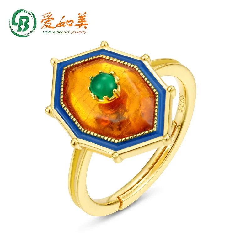 Vintage Palace Ring Natural Amber Ring Women's Ethnic Style 18K Gold PT950 Platinum Silver Plated 7-Layer Gold Jewelry
Vintage Palace Ring Natural Amber Ring Women's Ethnic Style 18K Gold PT950 Platinum Silver Plated 7-Layer Gold Jewelry