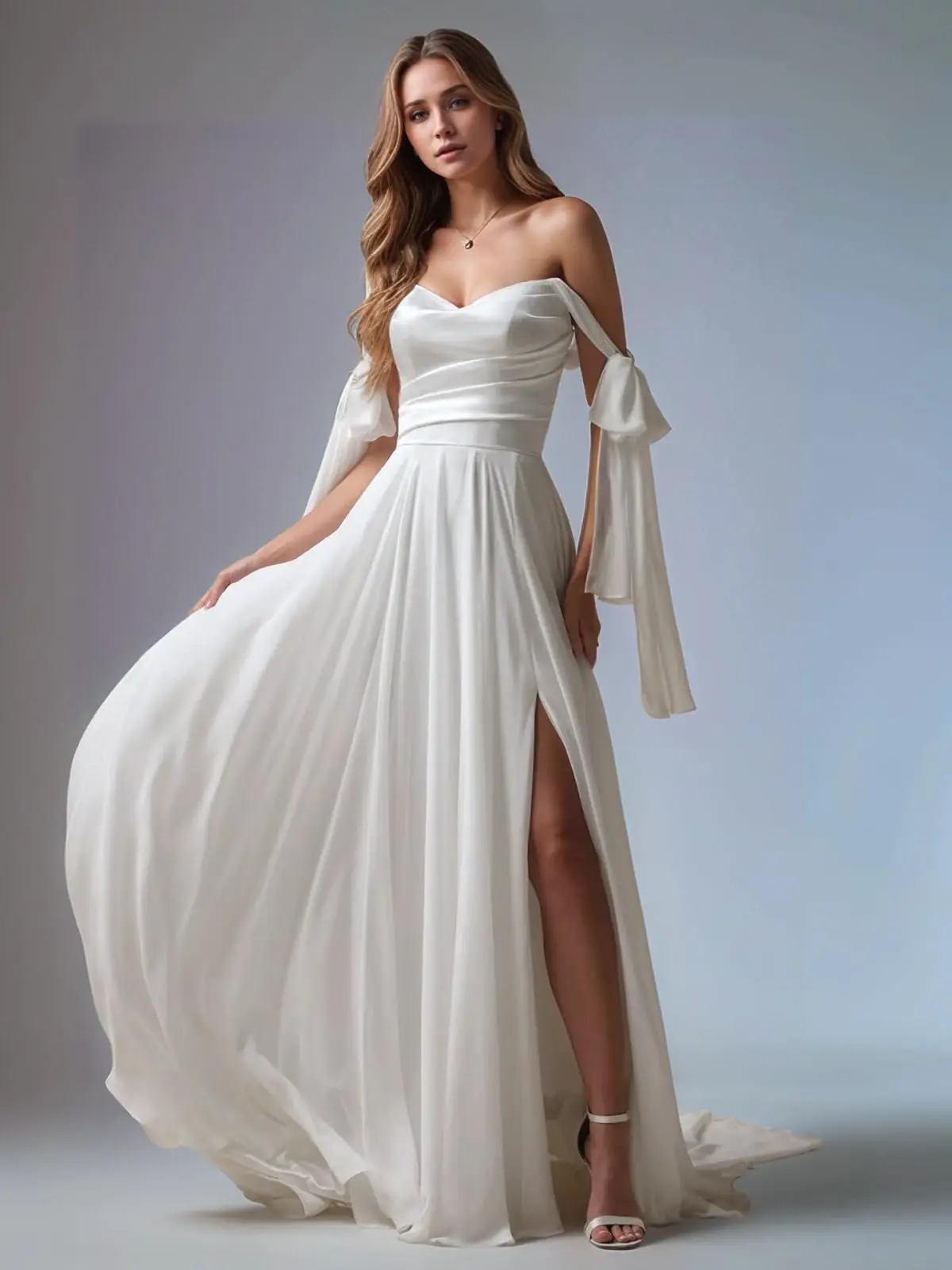 Off Shoulder Wedding Dress for Bride A Line Sweetheart Long Tulle Bridal Gowns
Off Shoulder Wedding Dress for Bride A Line Sweetheart Long Tulle Bridal Gowns