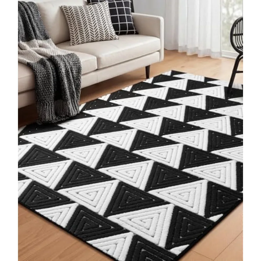 Bedroom and living room use, ultra-soft polyester, black and white, geometric triangular pattern, washable and comfortable 5x7
Bedroom and living room use, ultra-soft polyester, black and white, geometric triangular pattern, washable and comfortable 5x7