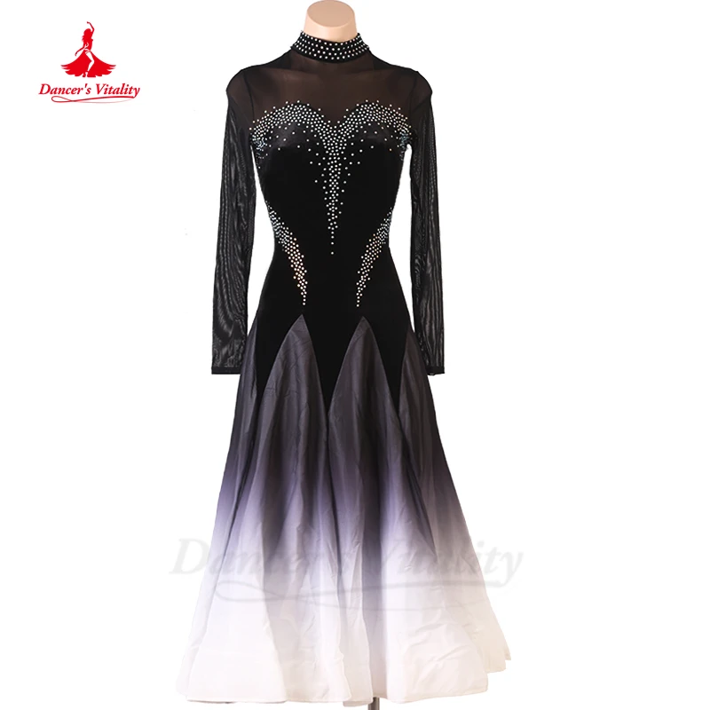 Modern Dance Dress for Women Social National Standard Gauze Long Sleeves Stones Match Dress Girl's Waltz Performance Dress
Modern Dance Dress for Women Social National Standard Gauze Long Sleeves Stones Match Dress Girl's Waltz Performance Dress