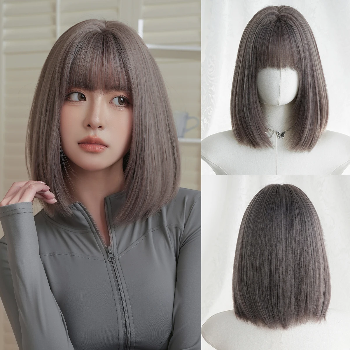 7JHH WIGS Short Straight Purple Brown Wig for Women Synthetic Heat-Resistant Modest Fashion Wear and Go Bob Wigs with Neat Bangs
7JHH WIGS Short Straight Purple Brown Wig for Women Synthetic Heat-Resistant Modest Fashion Wear and Go Bob Wigs with Neat Bangs