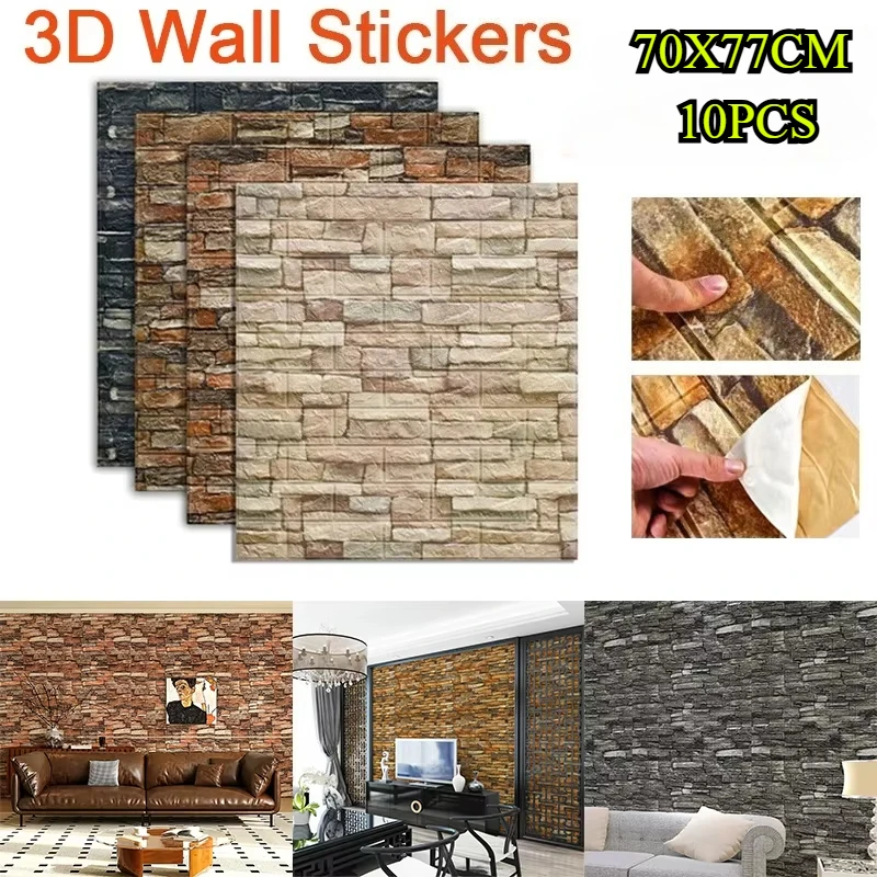 10PCS 70X77cm High Quality 3D Foam Brick Pattern Vintage Wallpaper Ceiling Self Adhesive Wall Panel Background Home Decoration
10PCS 70X77cm High Quality 3D Foam Brick Pattern Vintage Wallpaper Ceiling Self Adhesive Wall Panel Background Home Decoration