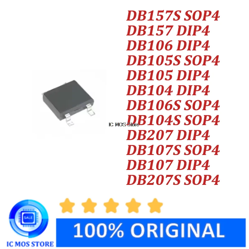 10PCS DB104S DB105S DB106S DB107S DB157S DB207S SMT SOP4 direct insertion DIP4 1A 2A 1000V rectifier bridge
10PCS DB104S DB105S DB106S DB107S DB157S DB207S SMT SOP4 direct insertion DIP4 1A 2A 1000V rectifier bridge