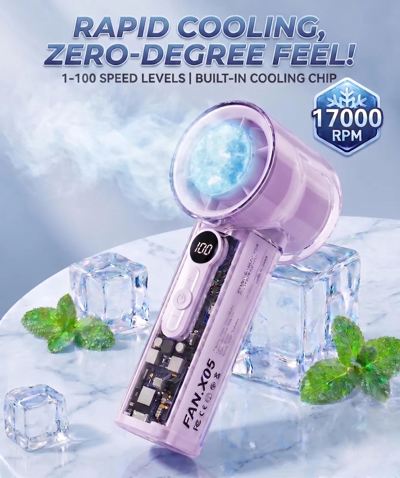 Rapid Cooling Handheld Fan Digital Display USB Rechargeable Portable Summer Fan
Rapid Cooling Handheld Fan Digital Display USB Rechargeable Portable Summer Fan