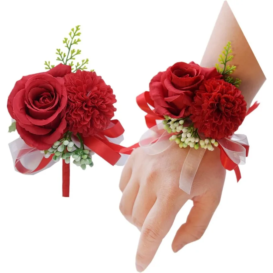2 Pack Flower Wrist Corsage Boutonniere Set3" Articial Rose and Cartion Silk Flower for Wedding Flowers Accessories Prom Suit
2 Pack Flower Wrist Corsage Boutonniere Set3" Articial Rose and Cartion Silk Flower for Wedding Flowers Accessories Prom Suit