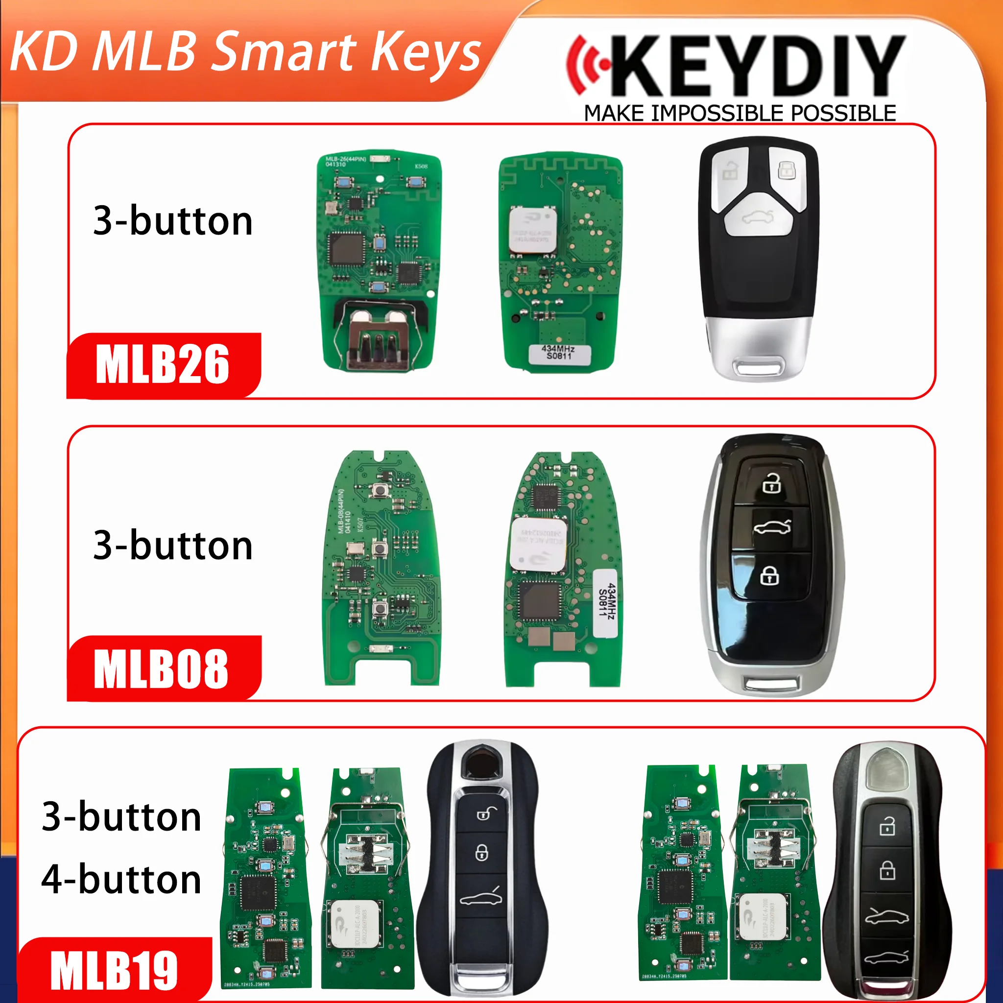 KEYDIY MLB08 MLB26 MLB19 Universal KD Smart Remote Key 434MHz PCB Used with Keydiy KD-MP KD-X4 for Audi/Porsche/V-W
KEYDIY MLB08 MLB26 MLB19 Universal KD Smart Remote Key 434MHz PCB Used with Keydiy KD-MP KD-X4 for Audi/Porsche/V-W