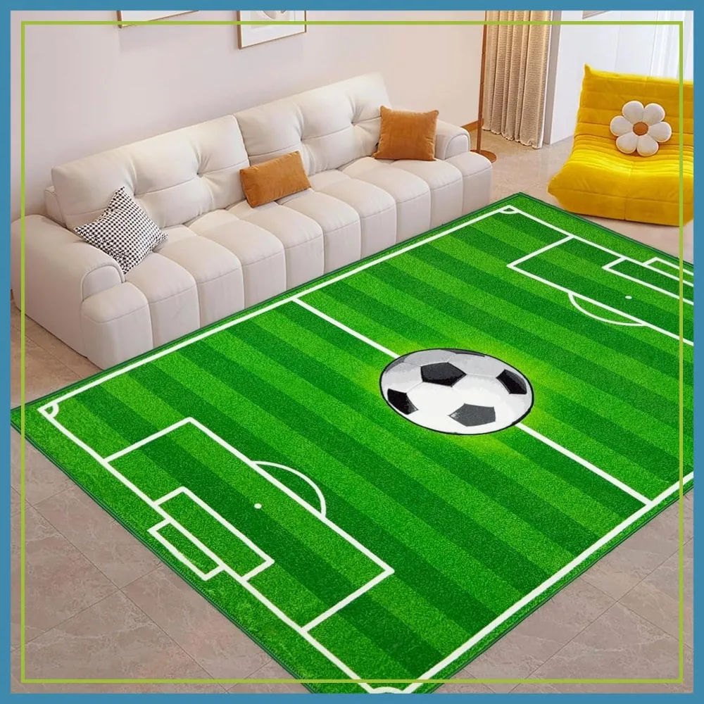 Washable Low Pile Soccer Rug 6x9 - Soccer Field Mat for Boys Bedroom, Non-Slip Sports Room Decor, Durable Kids Playroom Rug
Washable Low Pile Soccer Rug 6x9 - Soccer Field Mat for Boys Bedroom, Non-Slip Sports Room Decor, Durable Kids Playroom Rug