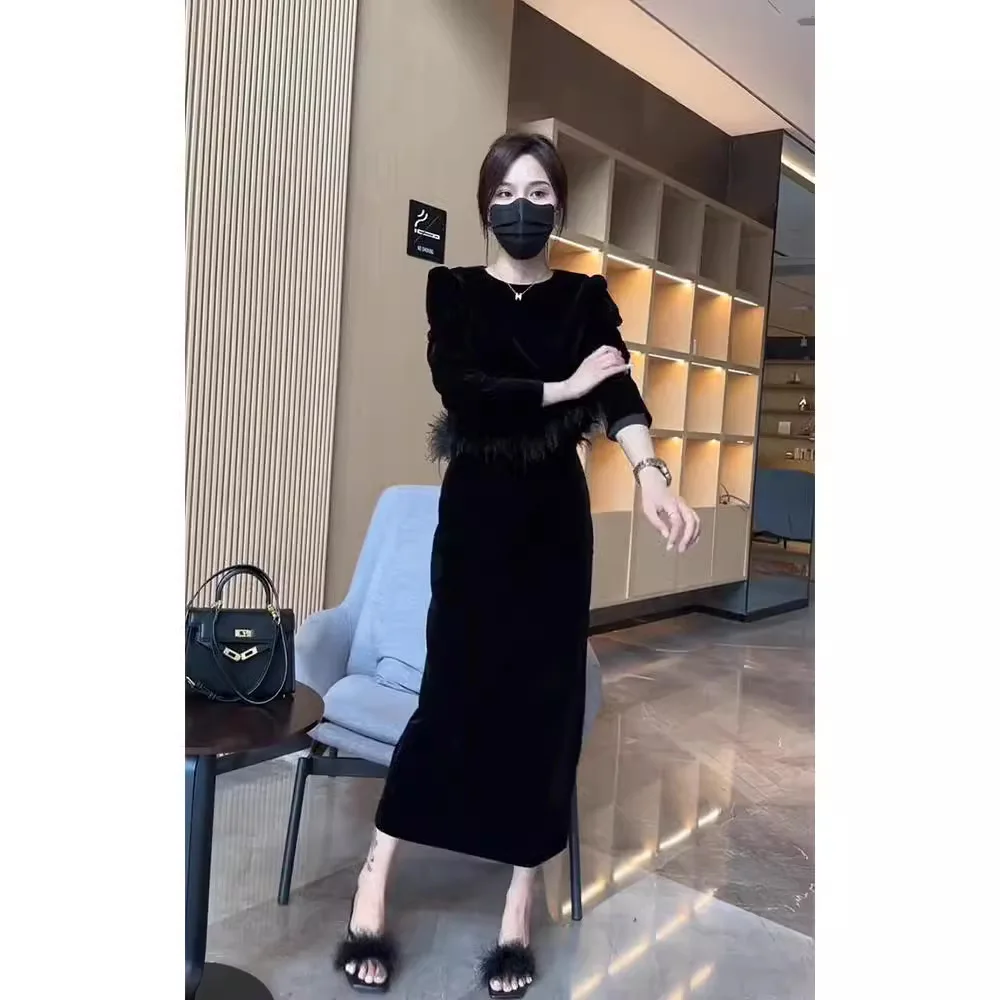 Ele Bla Velvet Dr Set Two-Piece Women's Autumn Winter Formal Gown Vintage Sle Long Sve Fitted Mid-Length PU Mat...
Ele Bla Velvet Dr Set Two-Piece Women's Autumn Winter Formal Gown Vintage Sle Long Sve Fitted Mid-Length PU Mat...