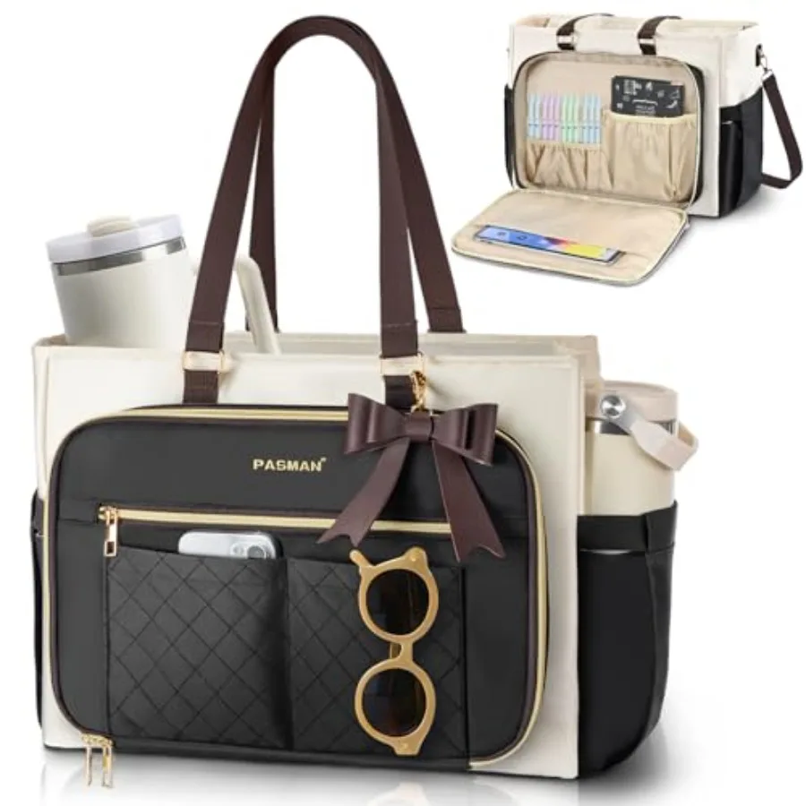 Teacher Tote Bag for Women, Multi-Pocket Laptop and Nurse Work Bag with Cup Holder, Structured Business Briefcase Computer Purs
Teacher Tote Bag for Women, Multi-Pocket Laptop and Nurse Work Bag with Cup Holder, Structured Business Briefcase Computer Purs