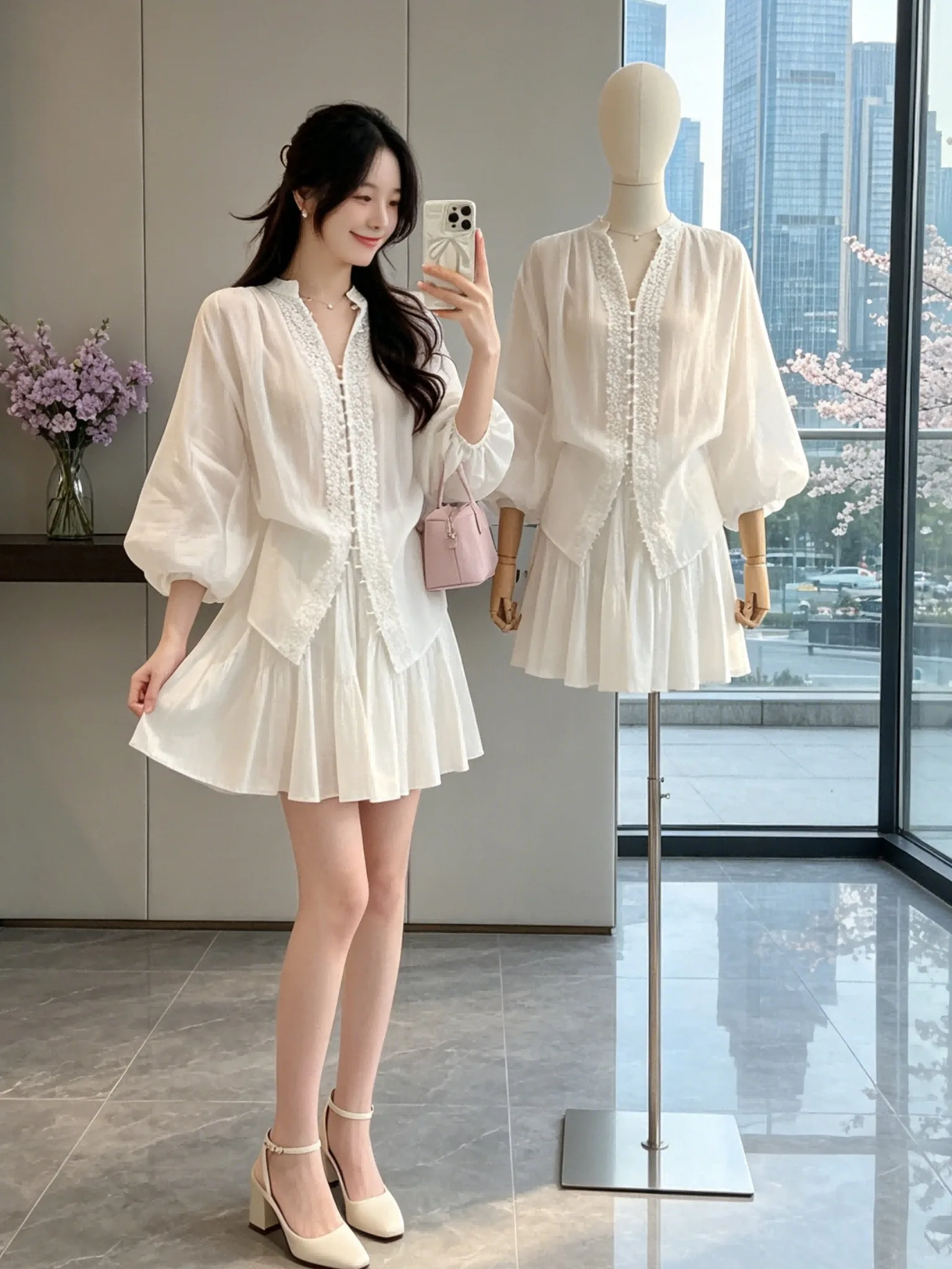 Elegant White Stand Collar Lace Splice Half Sleeve Shirt Women's Summer New Design Floral Trim Top Fashionable Ladies' Shirt
Elegant White Stand Collar Lace Splice Half Sleeve Shirt Women's Summer New Design Floral Trim Top Fashionable Ladies' Shirt