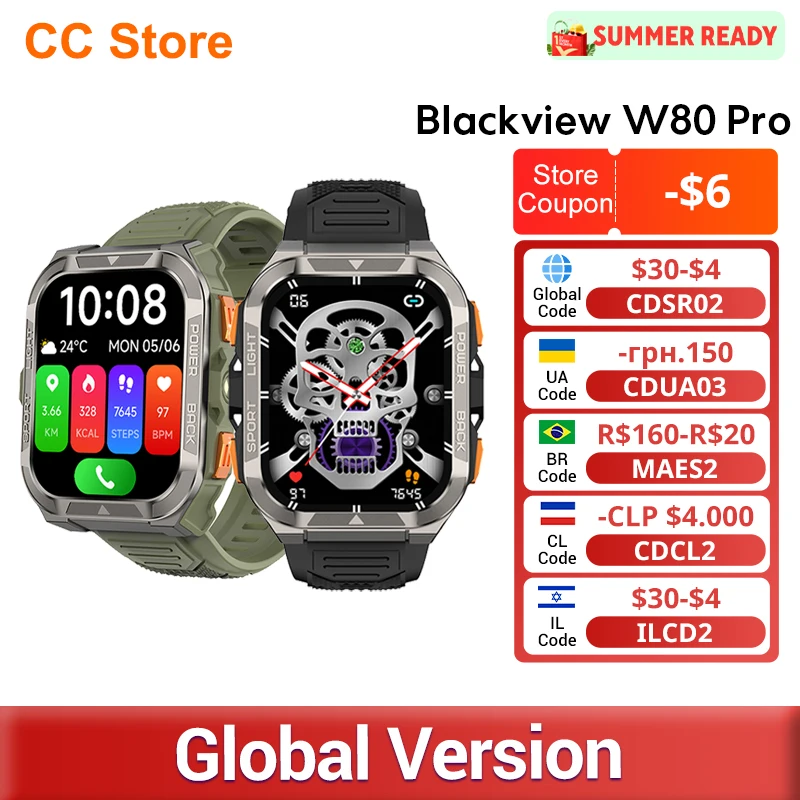 Global Version Blackview W80 Pro 1.91'' TFT Display Outdoor with GPS Smartwatch 900mAh with Flashlight Health Monitoring Watch
Global Version Blackview W80 Pro 1.91'' TFT Display Outdoor with GPS Smartwatch 900mAh with Flashlight Health Monitoring Watch