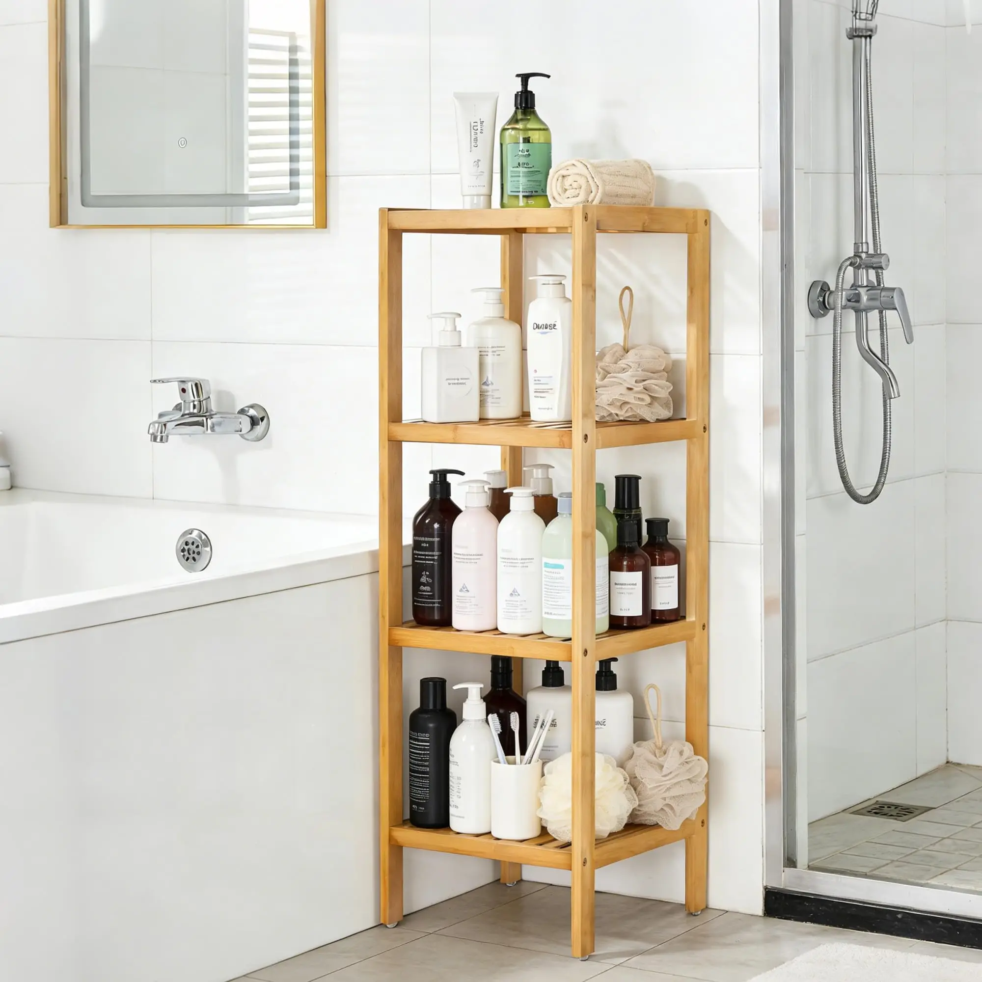 Bamboo Storage Shelf 4 Tier Multifunctional Shelving Unit With Slatted Shelves Standing Towel Rack Corner Rack For Bathroom Entryway Bedroom Kitchen Living Room Balcony
Bamboo Storage Shelf 4 Tier Multifunctional Shelving Unit With Slatted Shelves Standing Towel Rack Corner Rack For Bathroom Entryway Bedroom Kitchen Living Room Balcony