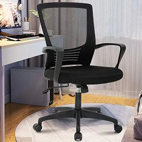 Ergonomic Office Chair Computer Desk Chair, Mid Back Mesh Chair Swivel Task Chair with Armrests&Lumbar Support Adjustable He
Ergonomic Office Chair Computer Desk Chair, Mid Back Mesh Chair Swivel Task Chair with Armrests&Lumbar Support Adjustable He