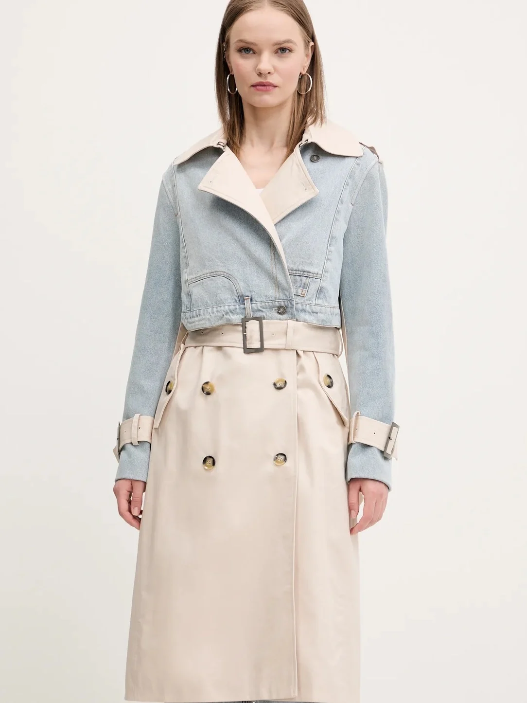 Worn-In Denim Patchwork Mid-Length Jaet Spring New Sle Women's Commute Straight-Cut Long Sve Coat with Removable Waist...
Worn-In Denim Patchwork Mid-Length Jaet Spring New Sle Women's Commute Straight-Cut Long Sve Coat with Removable Waist...