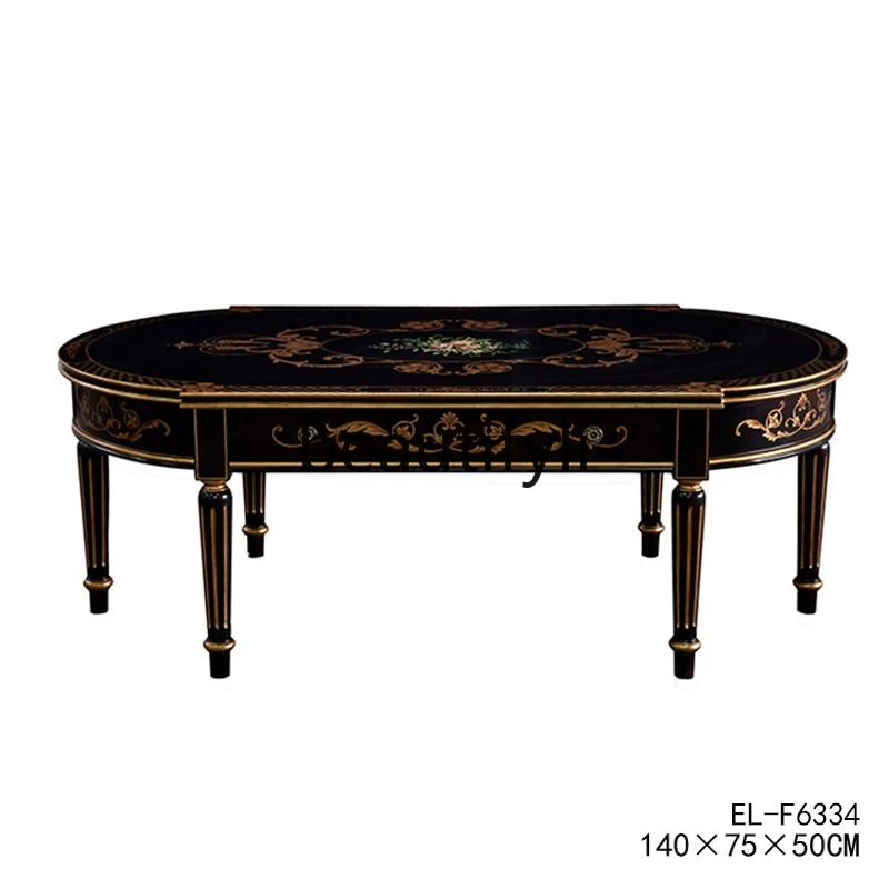 European hand-painted tulip solid wood birch sticker gold foil black coffee table with drawer
European hand-painted tulip solid wood birch sticker gold foil black coffee table with drawer