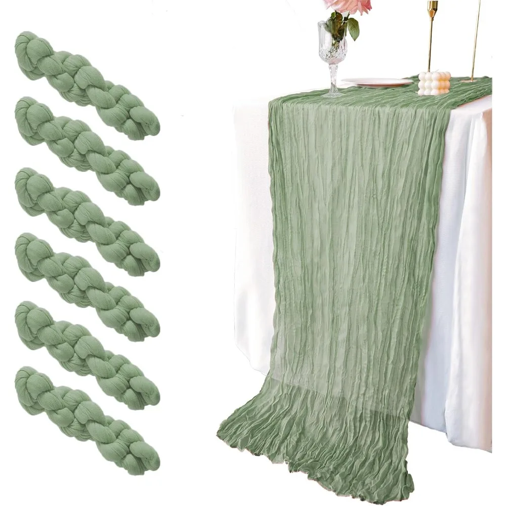 6 Pcs 10 FT Sage Green Cheesecloth Table Runner, 120 Inch Boho Cheese Cloth Table Runners for Bridal Shower Wedding Table Decor
6 Pcs 10 FT Sage Green Cheesecloth Table Runner, 120 Inch Boho Cheese Cloth Table Runners for Bridal Shower Wedding Table Decor