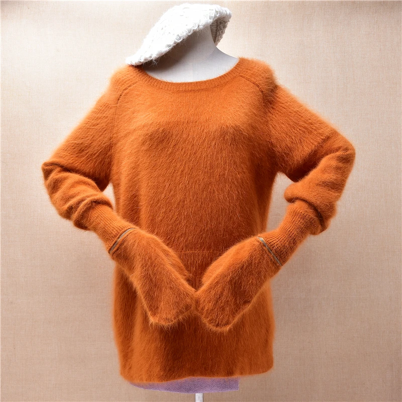 Women Mujer Fashion Gloves Hairy Angora Rabbit Hair Knitted O-Neck Long Sleeves Loose Pullover Mink Fur Sweater Pull For Winter
Women Mujer Fashion Gloves Hairy Angora Rabbit Hair Knitted O-Neck Long Sleeves Loose Pullover Mink Fur Sweater Pull For Winter