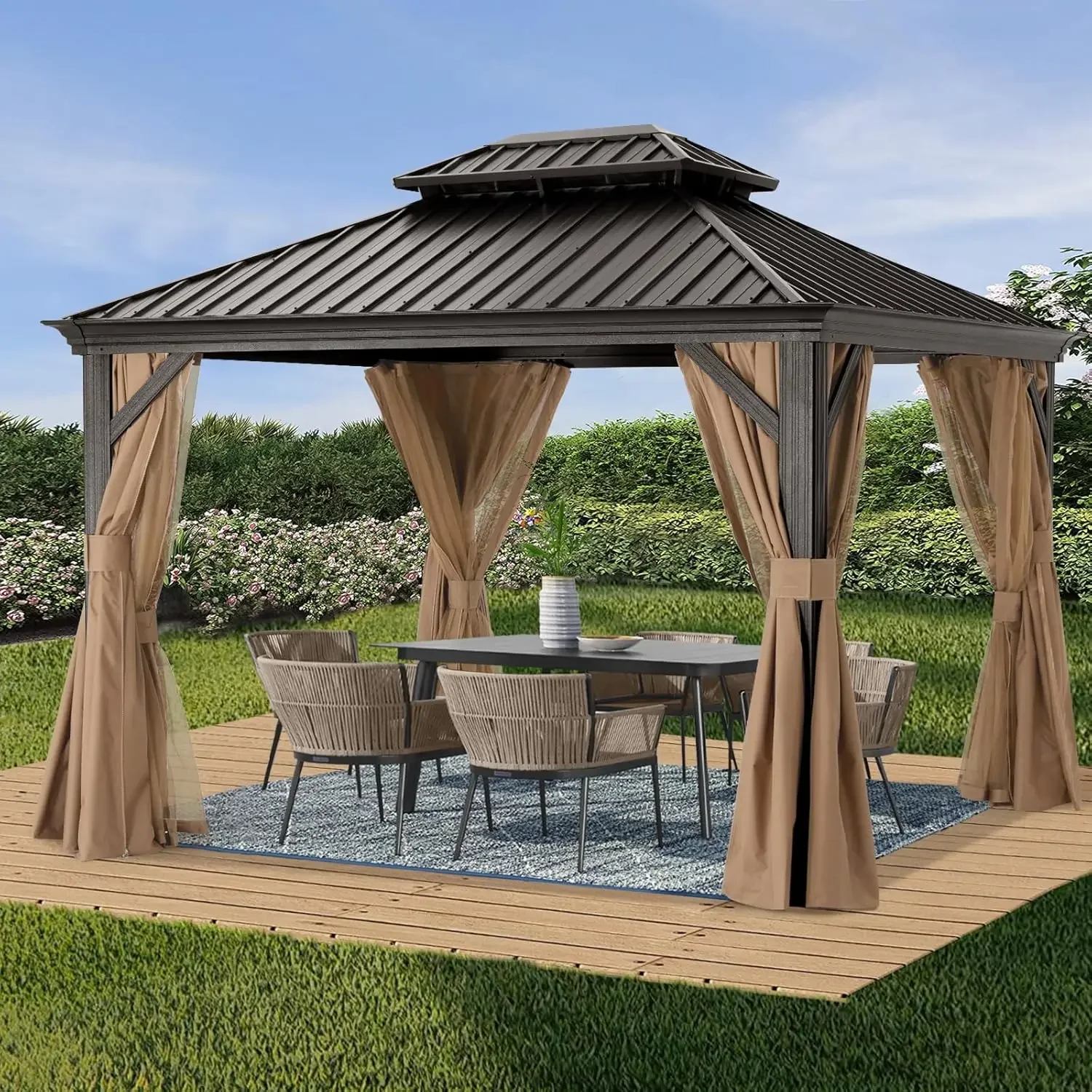Hardtop Gazebo 10x12 - Outdoor Metal Hard Top Gazebo, Permanent Galvanized Steel Aluminum Framed Pavilion, Customized
Hardtop Gazebo 10x12 - Outdoor Metal Hard Top Gazebo, Permanent Galvanized Steel Aluminum Framed Pavilion, Customized