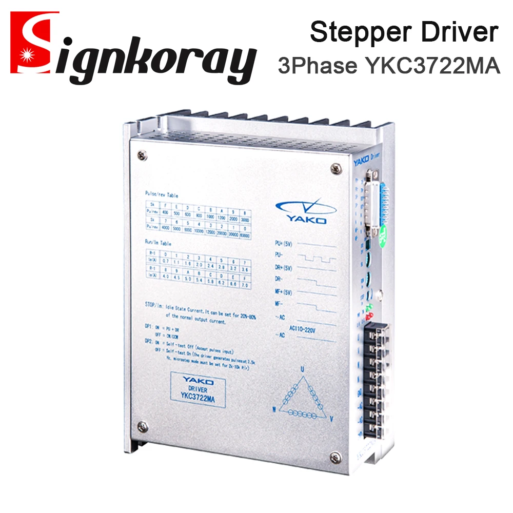 SignkoRay YAKO Stepper Motor Driver YKC3722MA 3Phase Inout Voltage 110-220VAC for Co2 Laser Cutting and Engraving Machine
SignkoRay YAKO Stepper Motor Driver YKC3722MA 3Phase Inout Voltage 110-220VAC for Co2 Laser Cutting and Engraving Machine