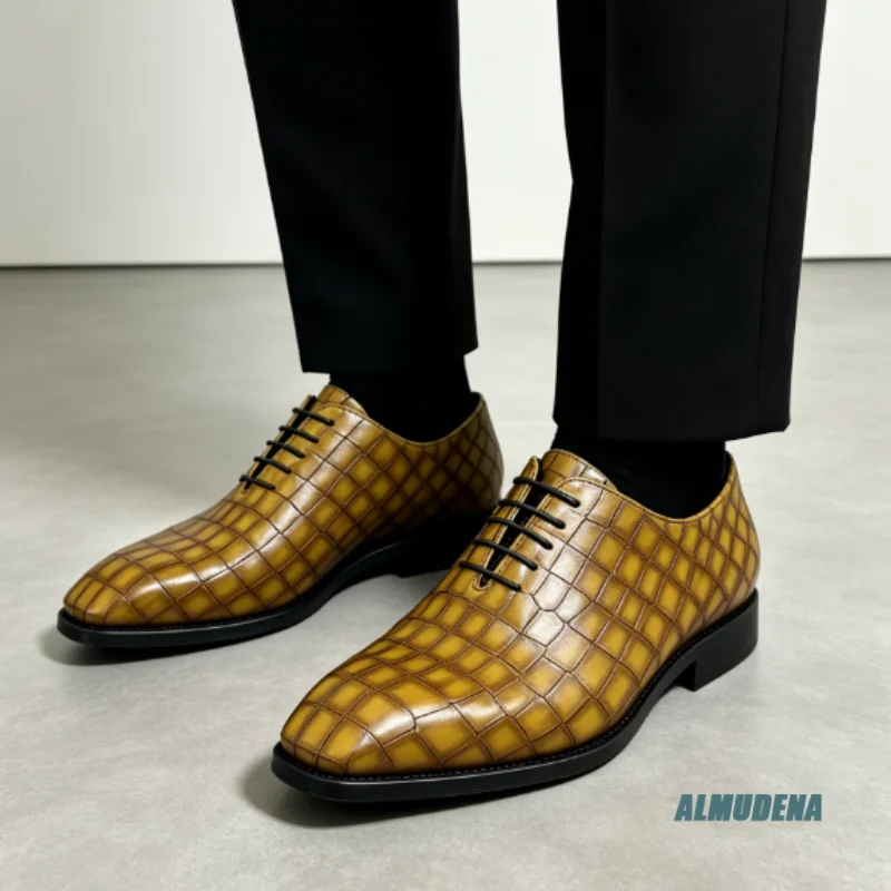 Yellow Embossed Men's Oxford Dress Shoes Faux Leather Lace-Up Street Style Trendy Wedding Business Walking Formal Office Shoes
Yellow Embossed Men's Oxford Dress Shoes Faux Leather Lace-Up Street Style Trendy Wedding Business Walking Formal Office Shoes