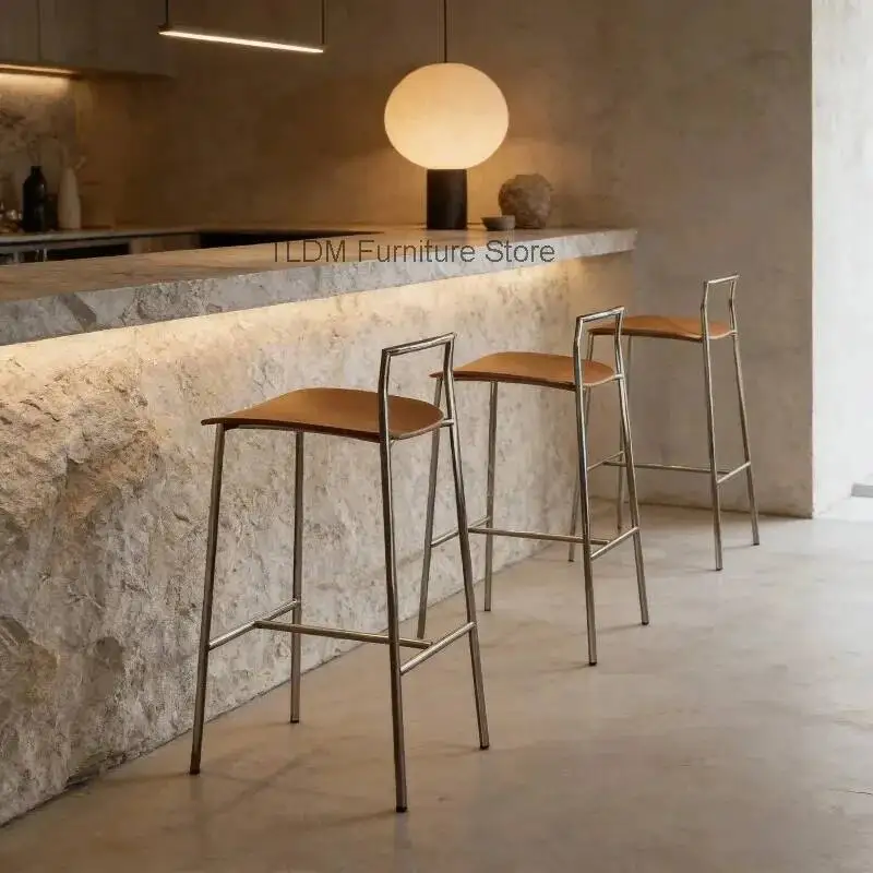 Modern Bar Stools with Stainless Steel Frame Wooden Seat Minimalist High Bar Chairs for Kitchen Island Stylish Counter Stools
Modern Bar Stools with Stainless Steel Frame Wooden Seat Minimalist High Bar Chairs for Kitchen Island Stylish Counter Stools