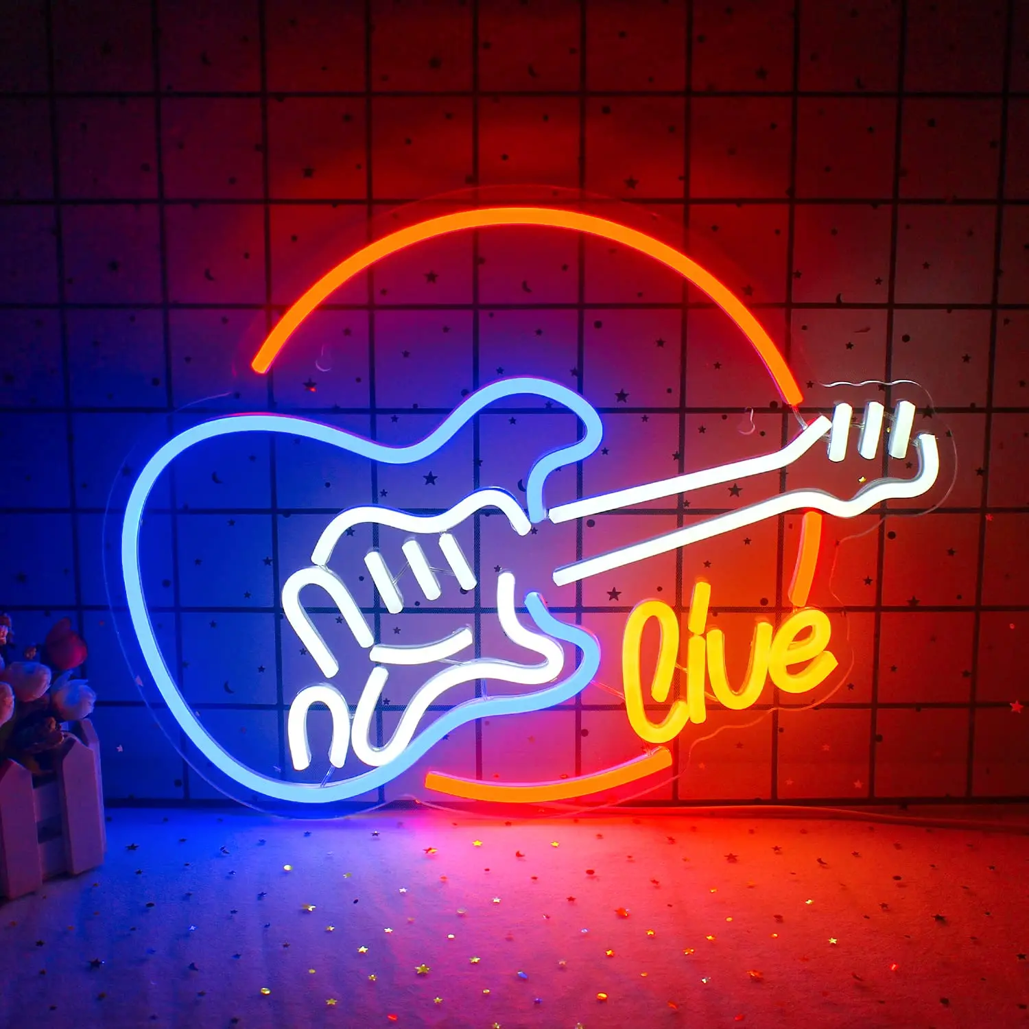 Live Music Neon Signs Guitar Shape LED Signs for Wall Decor Switch Lights Up Sign for Music Studio Party Lover Girl Boy 
Live Music Neon Signs Guitar Shape LED Signs for Wall Decor Switch Lights Up Sign for Music Studio Party Lover Girl Boy