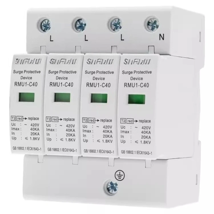 RMU1-C40 protector single-phase photovoltaic 2P household power supply three-phase 4P40KA surge module
RMU1-C40 protector single-phase photovoltaic 2P household power supply three-phase 4P40KA surge module