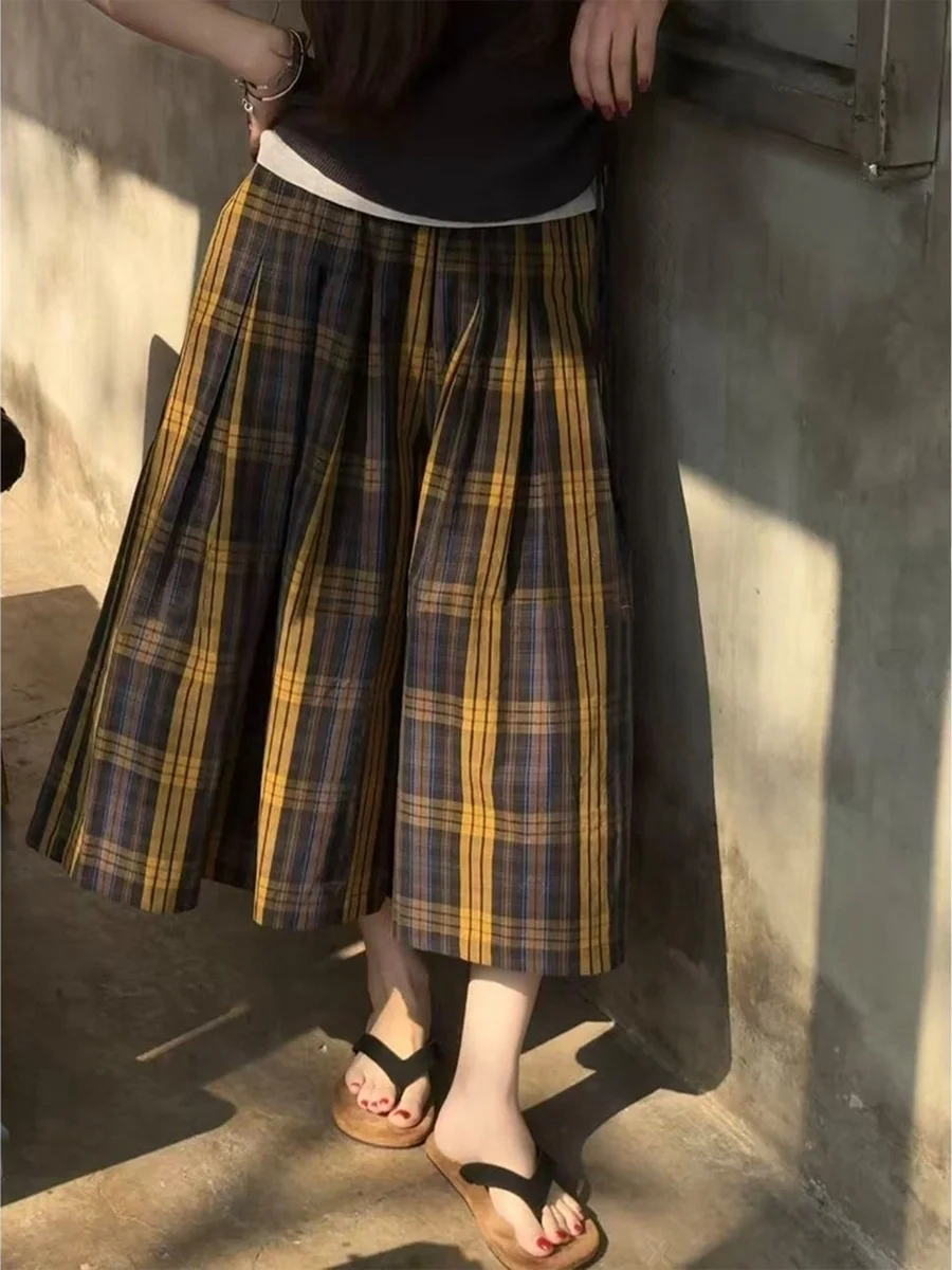 plus Size Women's Summer New Vintage Style High Waist Wide Leg Casual Plaid Pants Ladies Fashion plus Size Clothing
plus Size Women's Summer New Vintage Style High Waist Wide Leg Casual Plaid Pants Ladies Fashion plus Size Clothing
