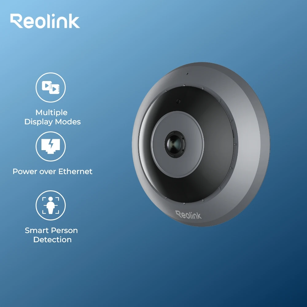 Reolink 6MP Fisheye WiFi Security Camera 2.4/5GHz Wireless Indoor Camera 2-Way Audio Smart Detection 360° Panorama PoE Cameras
Reolink 6MP Fisheye WiFi Security Camera 2.4/5GHz Wireless Indoor Camera 2-Way Audio Smart Detection 360° Panorama PoE Cameras