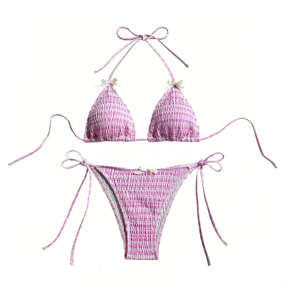Sweet Pink Bikini Sets Pleated Fabric Bow Decoration Women's Swimsuit Summer Sexy Halter Bikini Beach Swimwear Two Piece Set
Sweet Pink Bikini Sets Pleated Fabric Bow Decoration Women's Swimsuit Summer Sexy Halter Bikini Beach Swimwear Two Piece Set