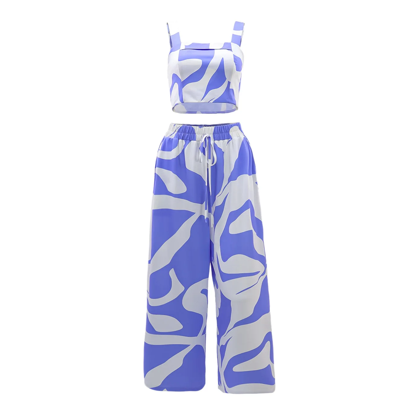 Pant Set Women Two Piece Sets Sling Matching Sets Print Tops Wide Leg Long Pants Lace Up Elastic Waist Y2k Streetwear Elegant 
Pant Set Women Two Piece Sets Sling Matching Sets Print Tops Wide Leg Long Pants Lace Up Elastic Waist Y2k Streetwear Elegant