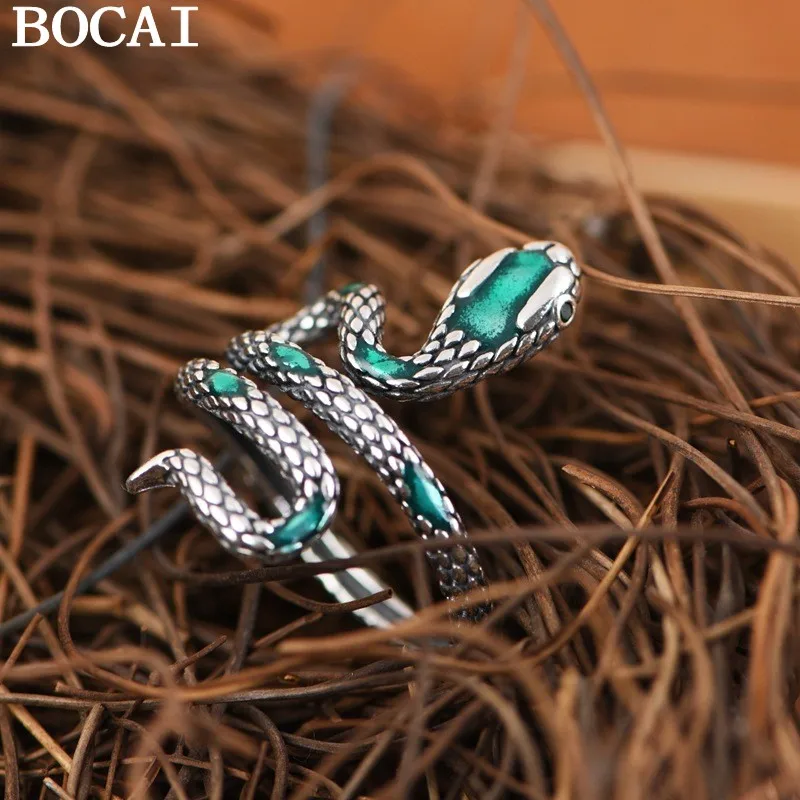 BOCAI S925 Silver Grandmother Green Diamond Snake Ring for Women Irregular Personalized Fashion Gift
BOCAI S925 Silver Grandmother Green Diamond Snake Ring for Women Irregular Personalized Fashion Gift