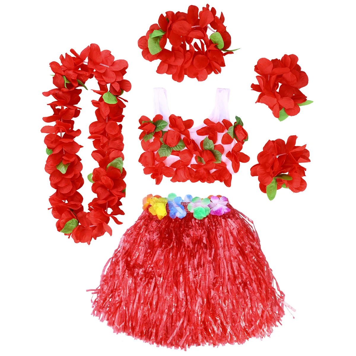 6pcs Hawaii Grass Skirt Set Kids Dance Costume Red Women Flower Necklace Bracelets Headband Tropical Party Accessories
6pcs Hawaii Grass Skirt Set Kids Dance Costume Red Women Flower Necklace Bracelets Headband Tropical Party Accessories