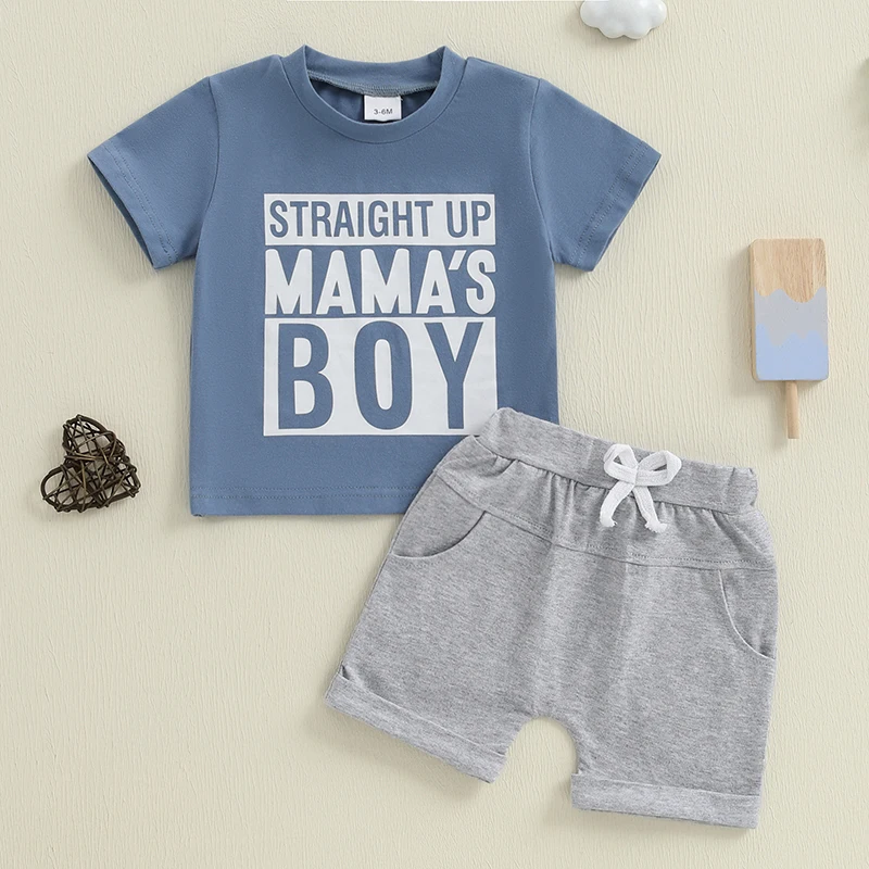 Casual Baby Boys Summer Outfits Letter Print Short Sleeves T-Shirt Elastic Rolled Hem Shorts Set 2 Piece Boys Clothes Set
Casual Baby Boys Summer Outfits Letter Print Short Sleeves T-Shirt Elastic Rolled Hem Shorts Set 2 Piece Boys Clothes Set